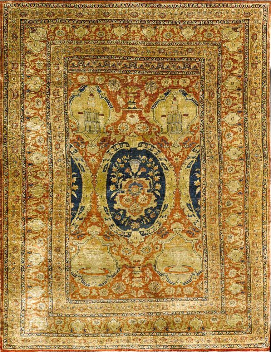 Antique Silk Heriz rug, 4'8
