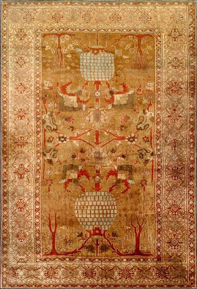 Antique Silk Heriz rug, 4'9