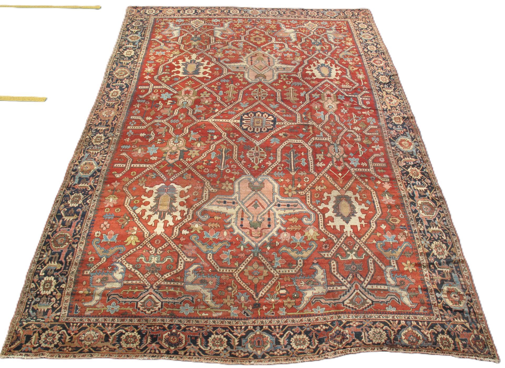Red patterned Persian-style rug on a white background