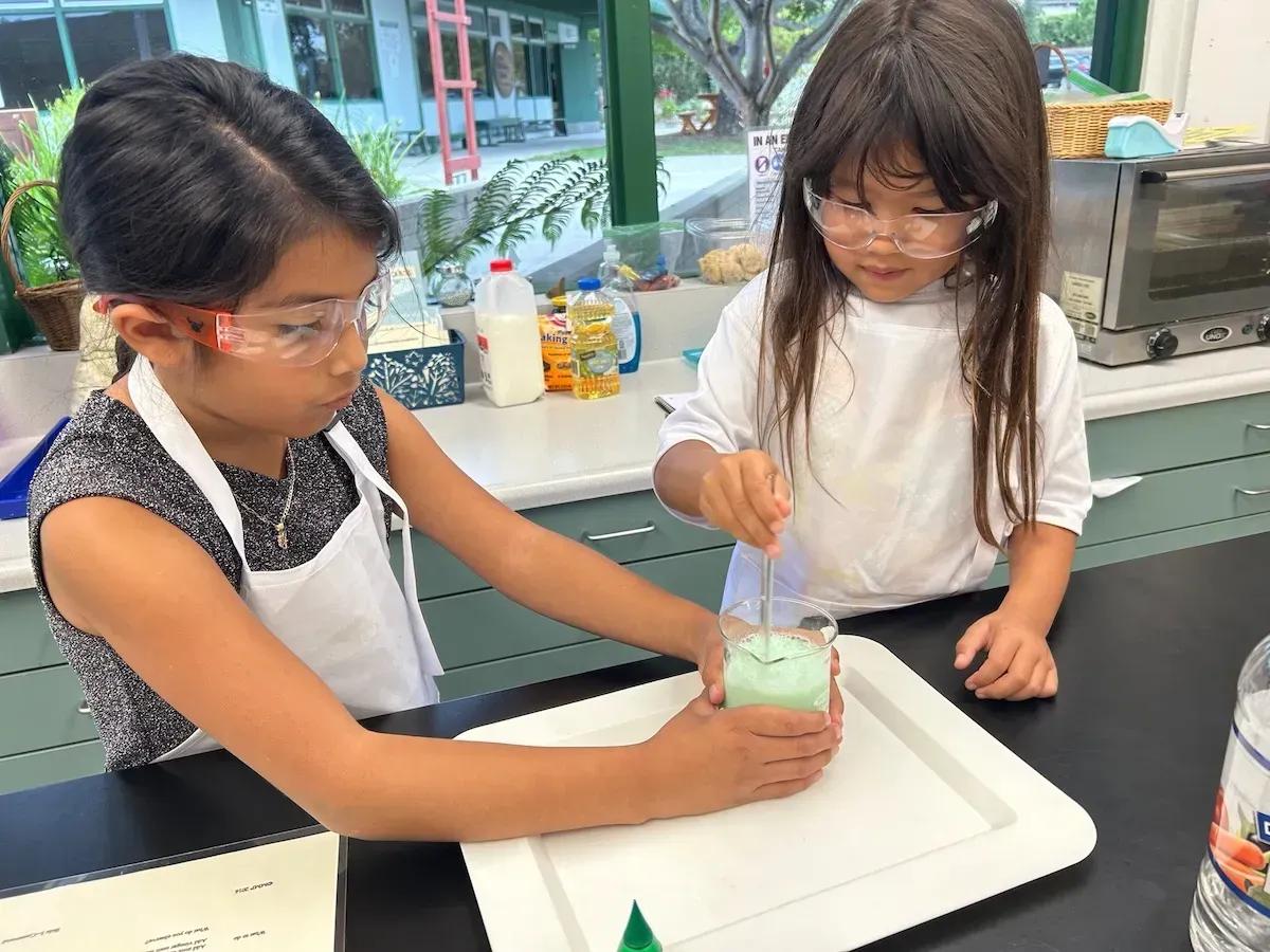 Montessori elementary children conducting a science experiment.