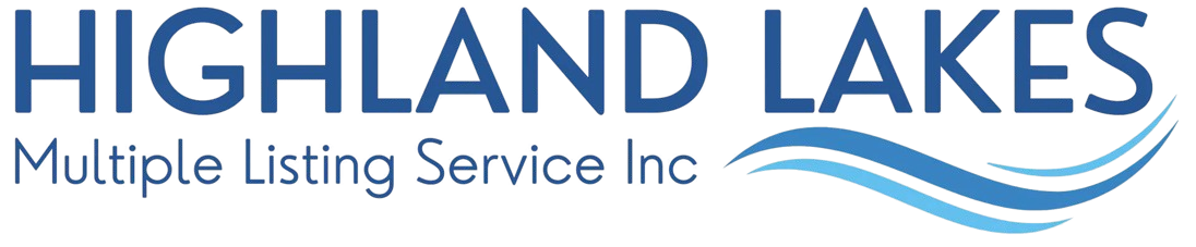 Highland Lakes Multiple Listing Service Inc. logo with blue text and wave graphic