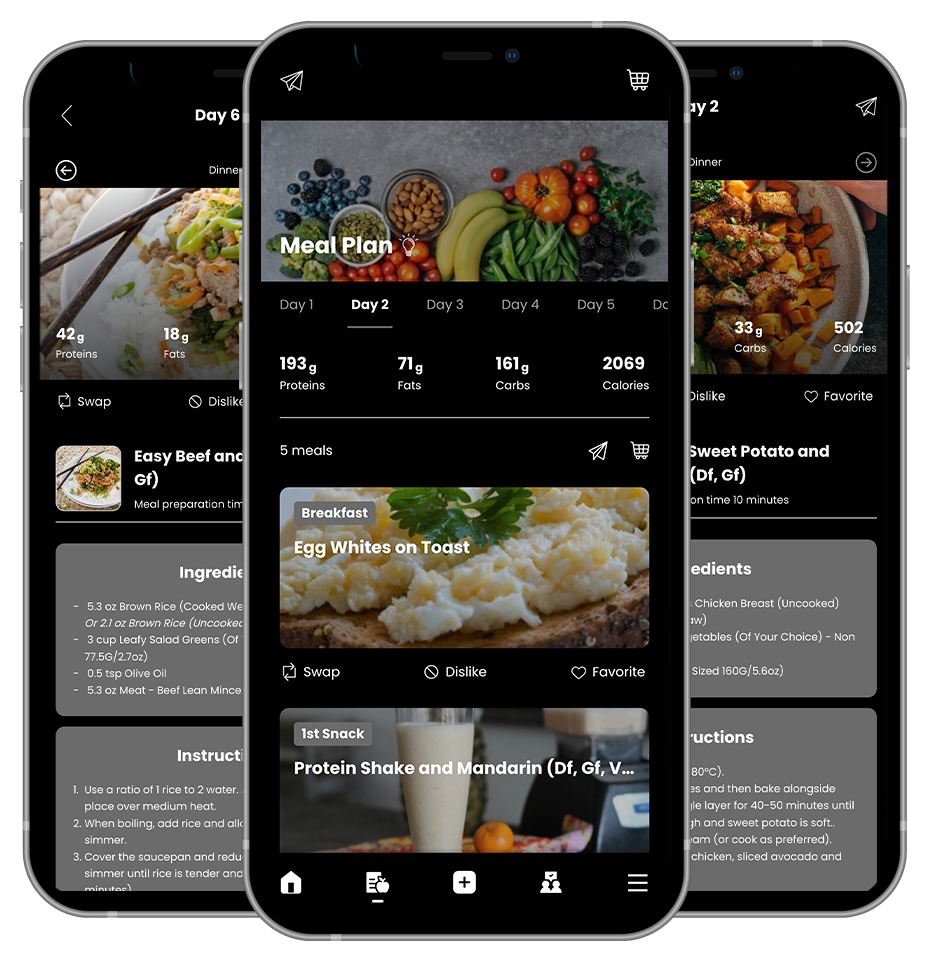 A screenshot of a workout program on a cell phone. FJ Fitness Personalized mealplan and workouts