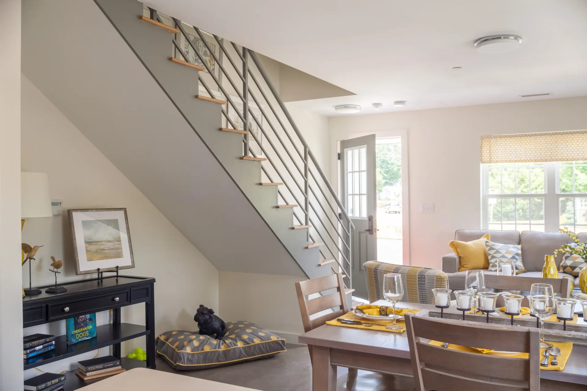 Living room and stairs at McKay.