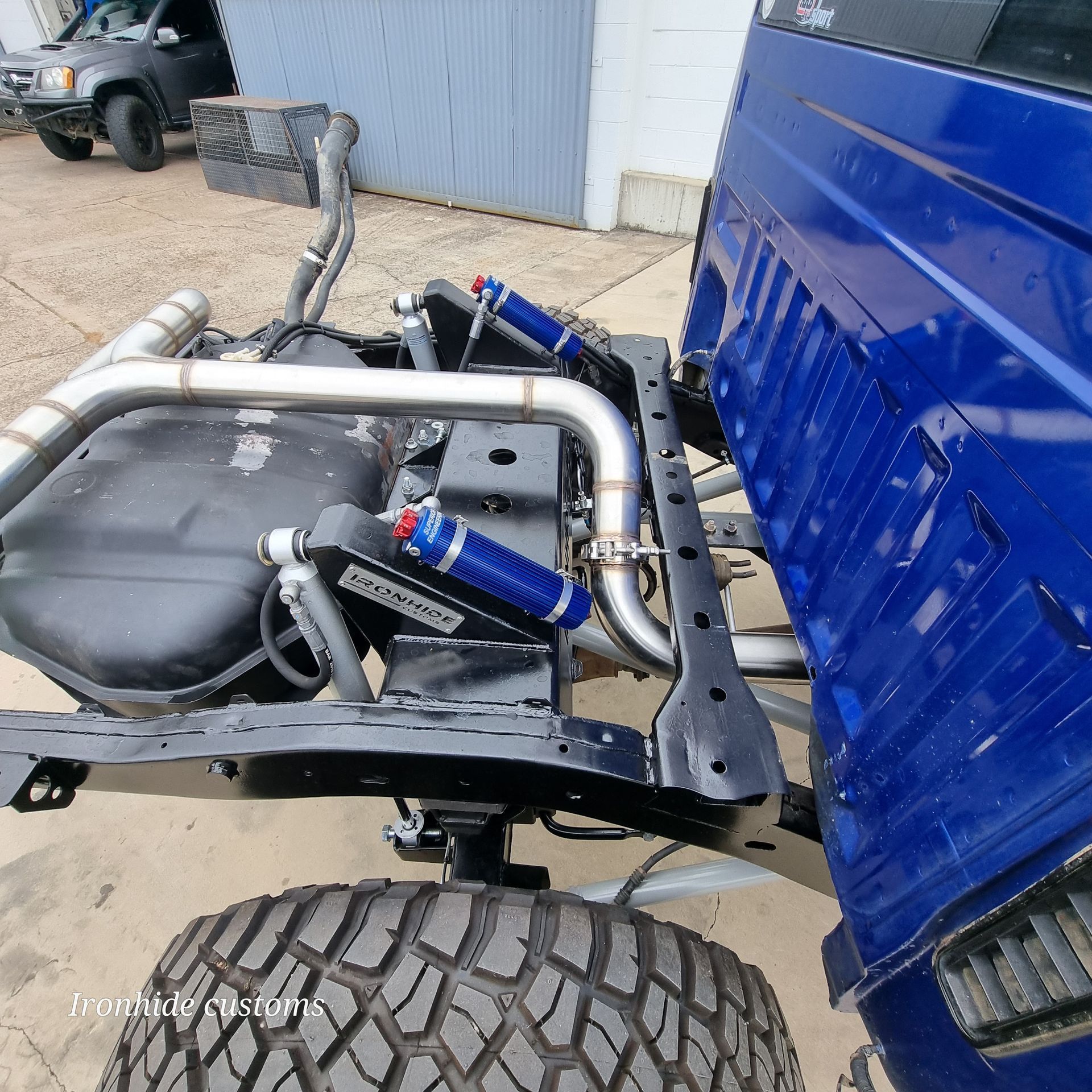 A High-Angle View of A Truck’s Exposed Rear Chassis — Ironhide Customs In Garbutt, QLD