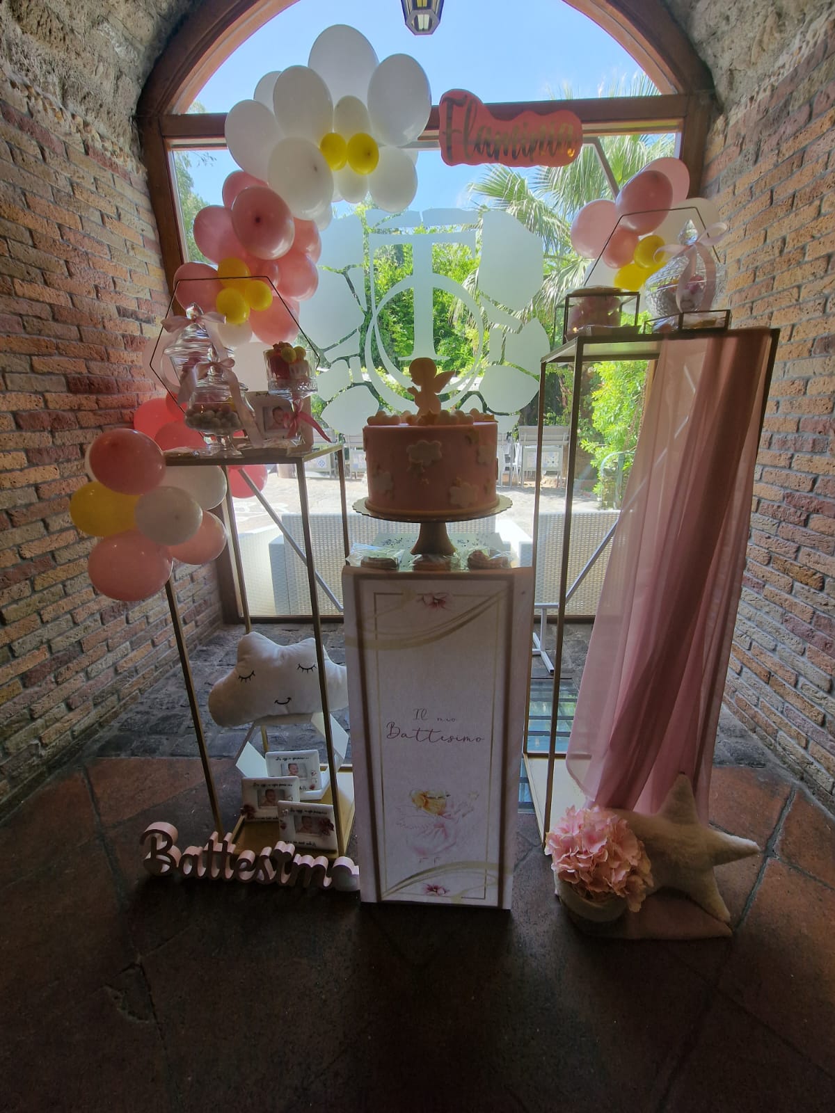 allestimento per un battesimo di una bambina presso la Tenuta Olivia