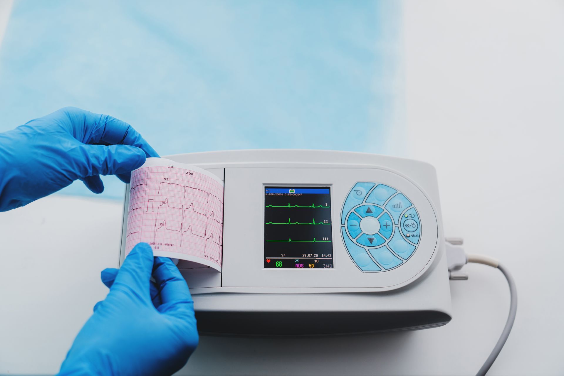 heart monitor being read by medical device
