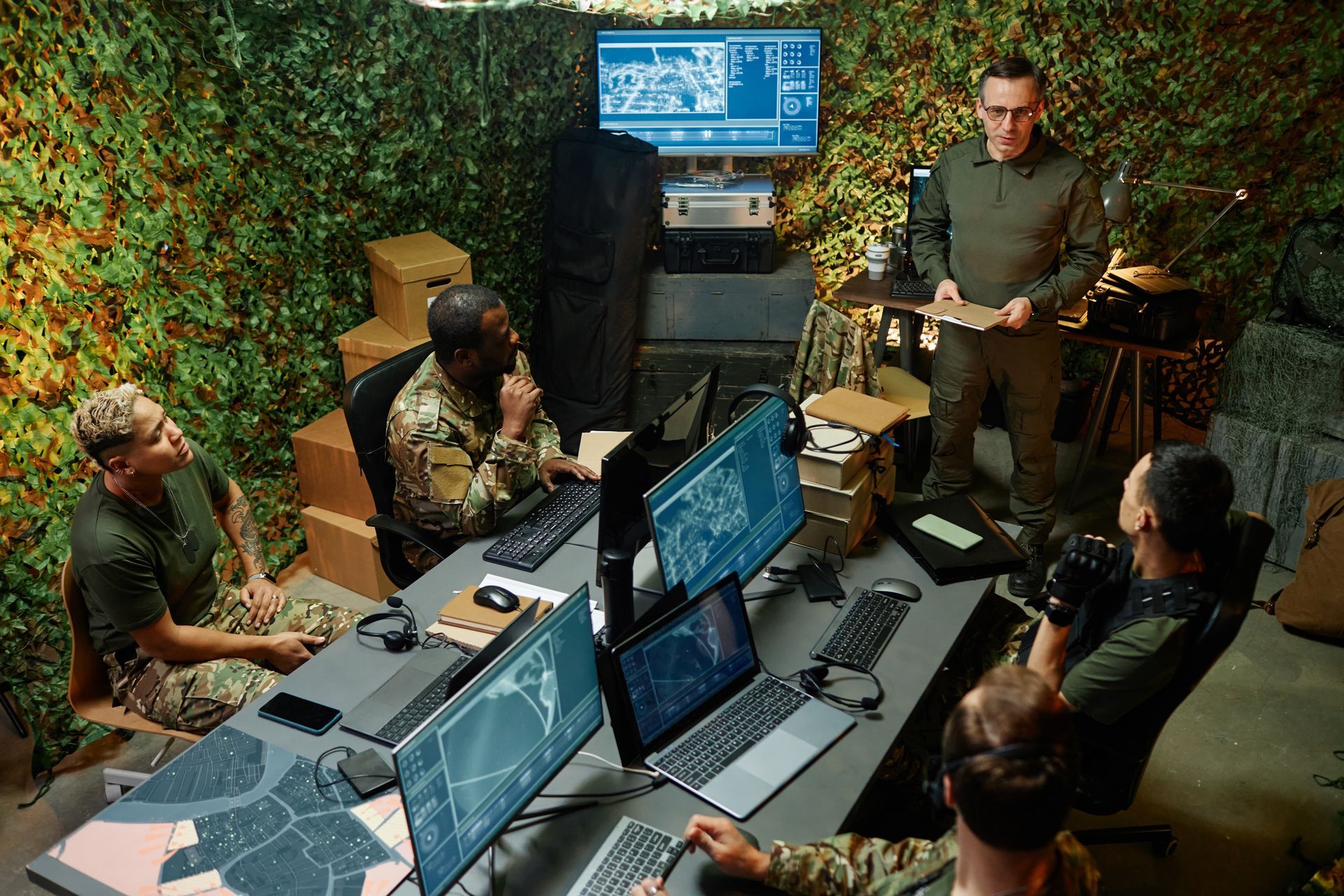 military officers meeting about aerospace & defense