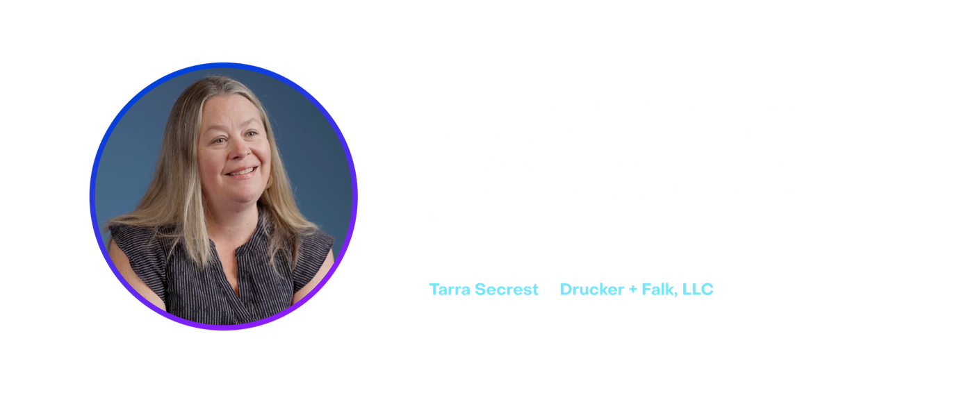 Smiling portrait of Tarra Secrest of Drucker & Falk, LLC, headshot within a blue circle.