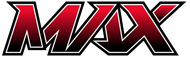 Stylized red and black MX logo with a silver outline
