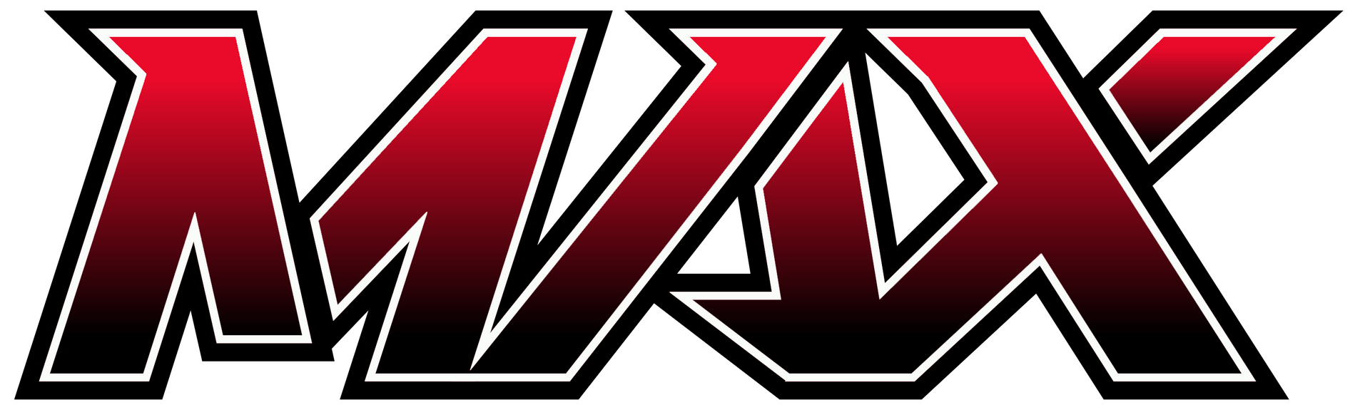 Stylized red and black MX logo with a silver outline