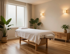 Calm acupuncture treatment room