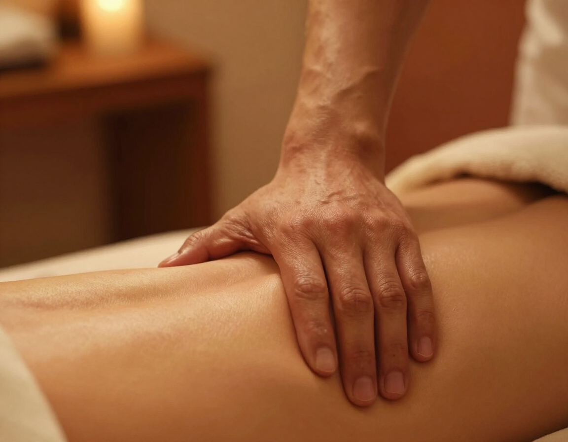 Deep tissue massage pressure on shoulder