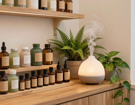 Wellness retail products on a shelf