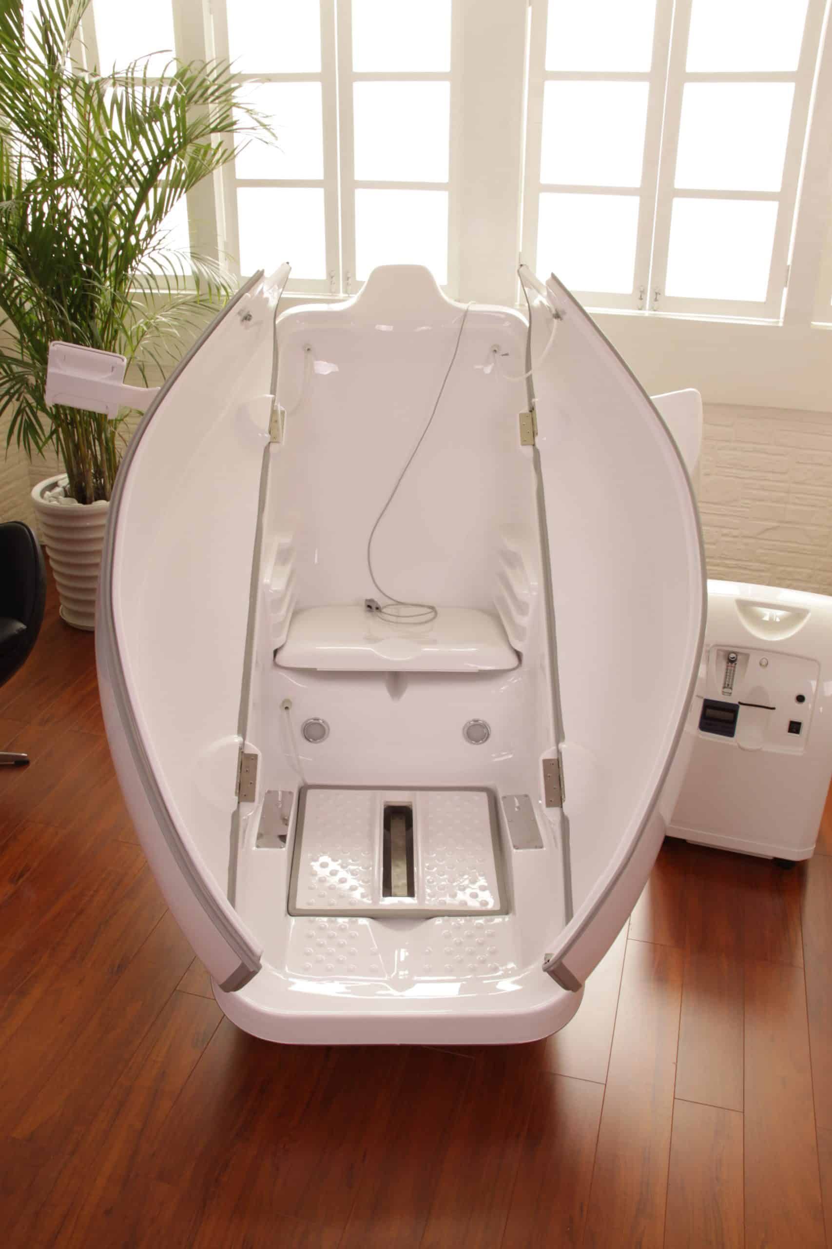 Hocatt sauna pod in a warm, softly lit room