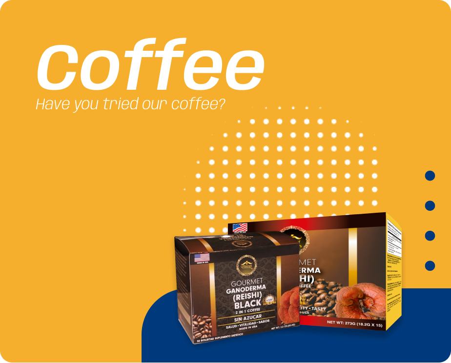 A picture of two boxes of coffee on a yellow and blue background.