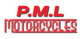 P.M.L Motorcycles logo in red and gray text on a white background