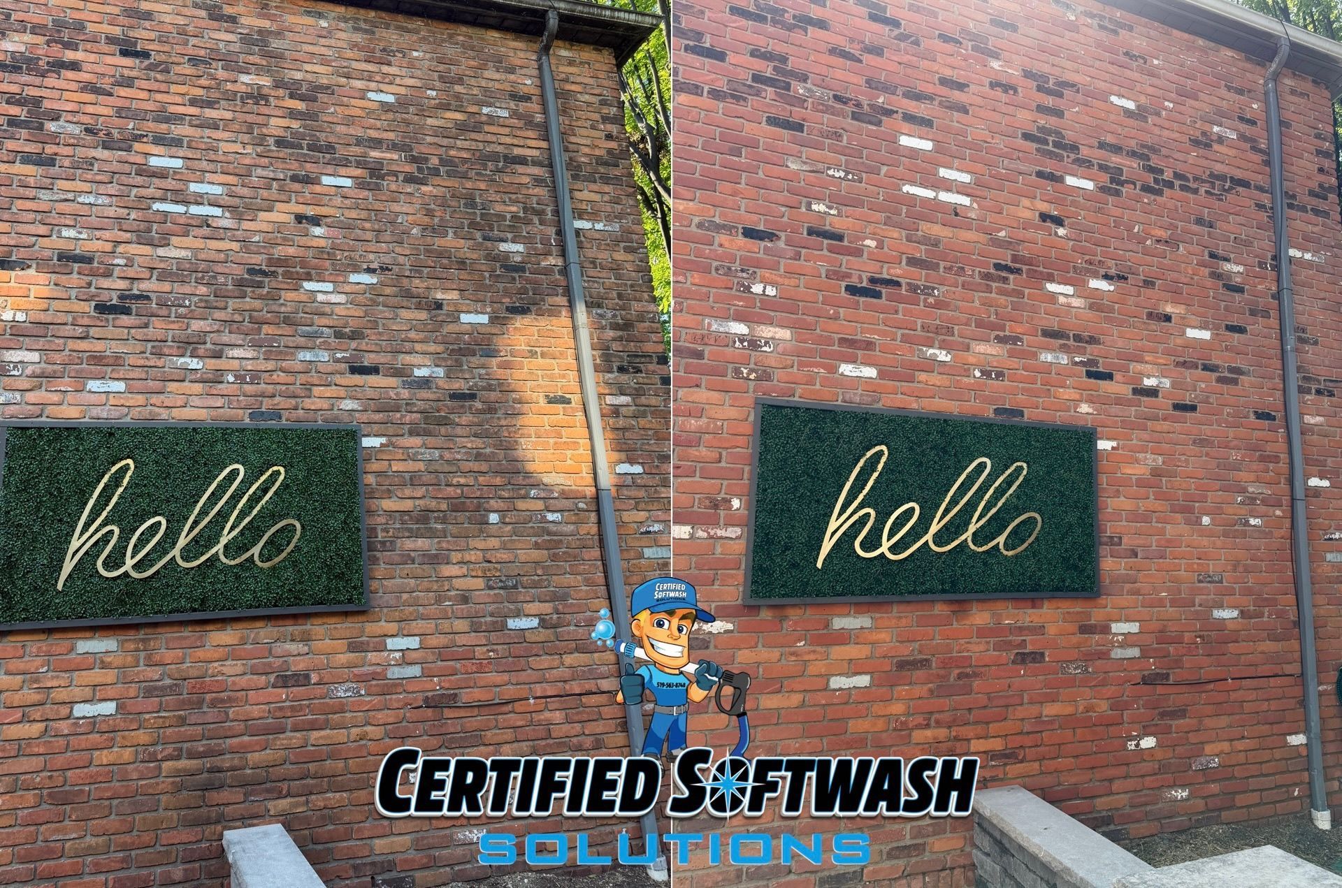 a brick residential house being washed in windsor