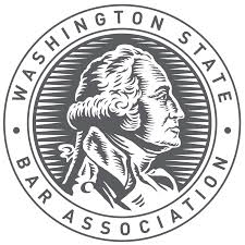 The logo for the Washington State Bar Association shows a portrait of George Washington.