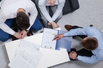 An attorney reviewing a business contract.