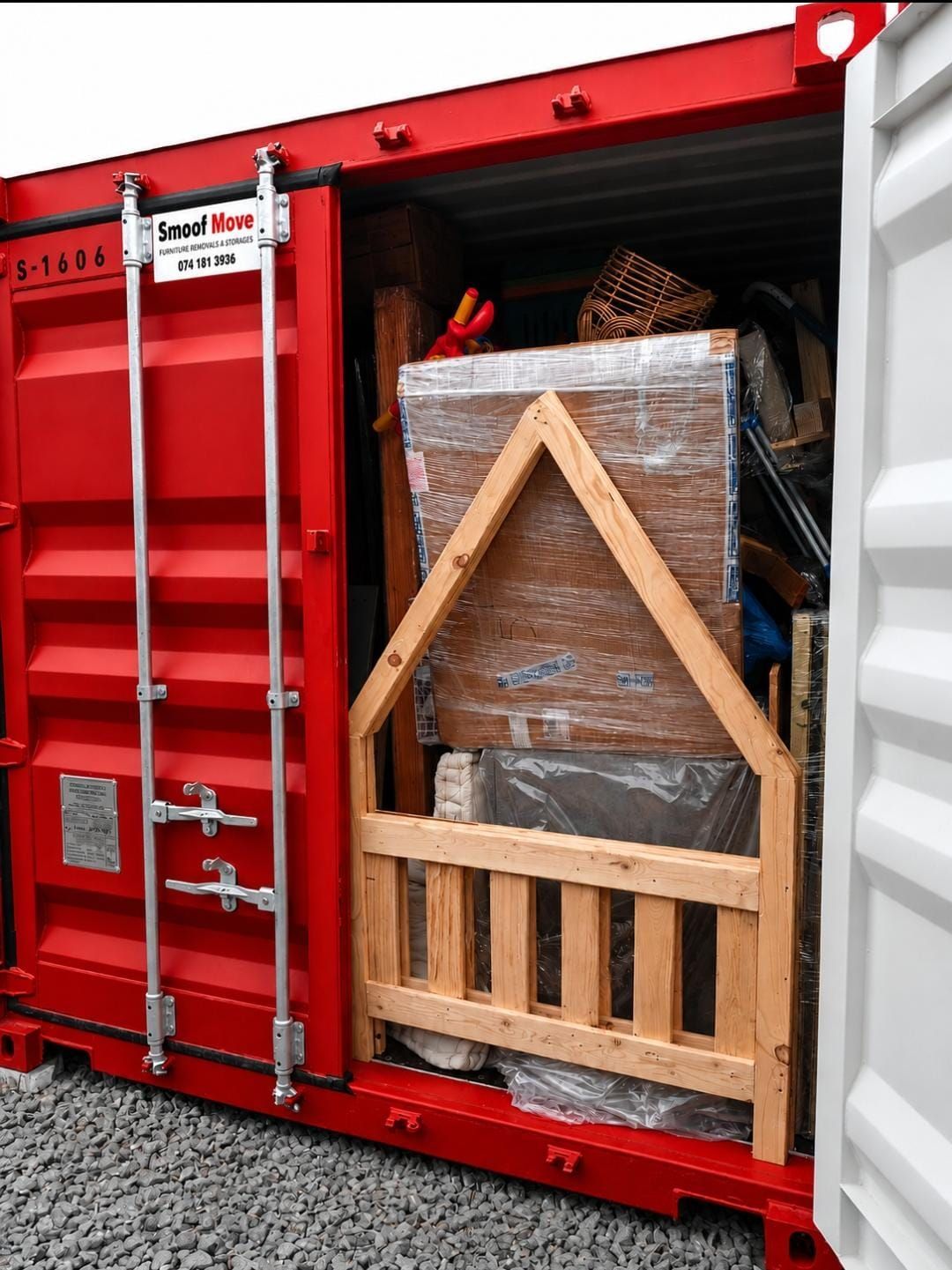 Moving truck loaded outside a home