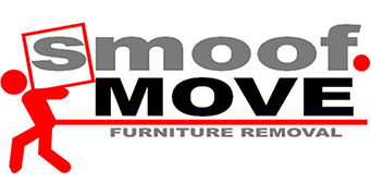 Smoff Move furniture removal logo with red stick figure lifting a box and bold black text