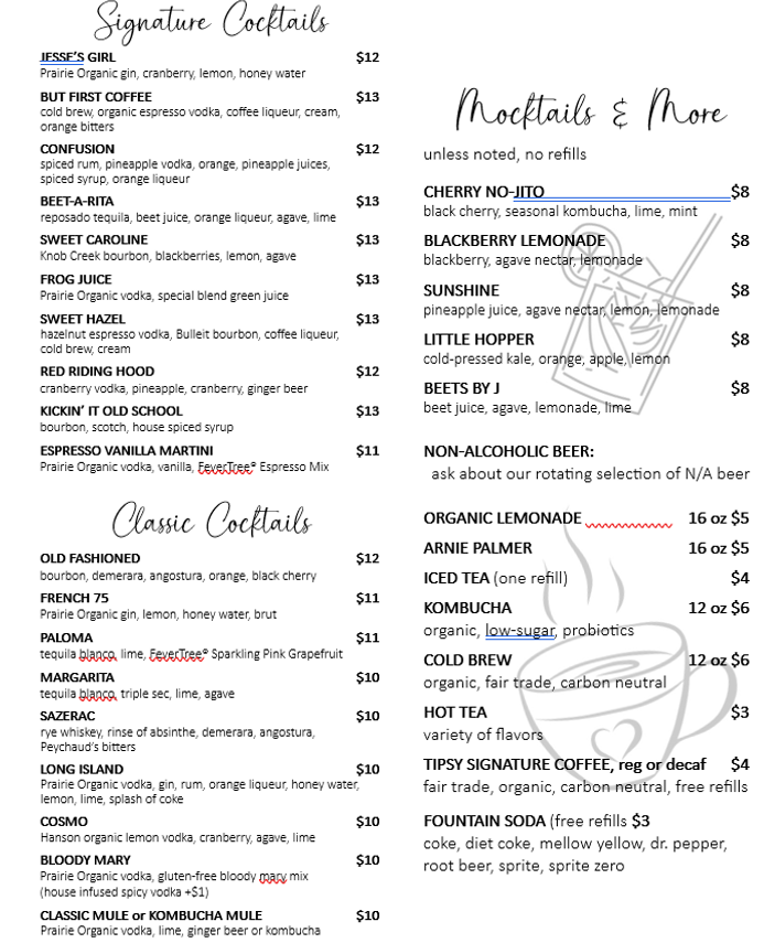 Cocktail Menu Front