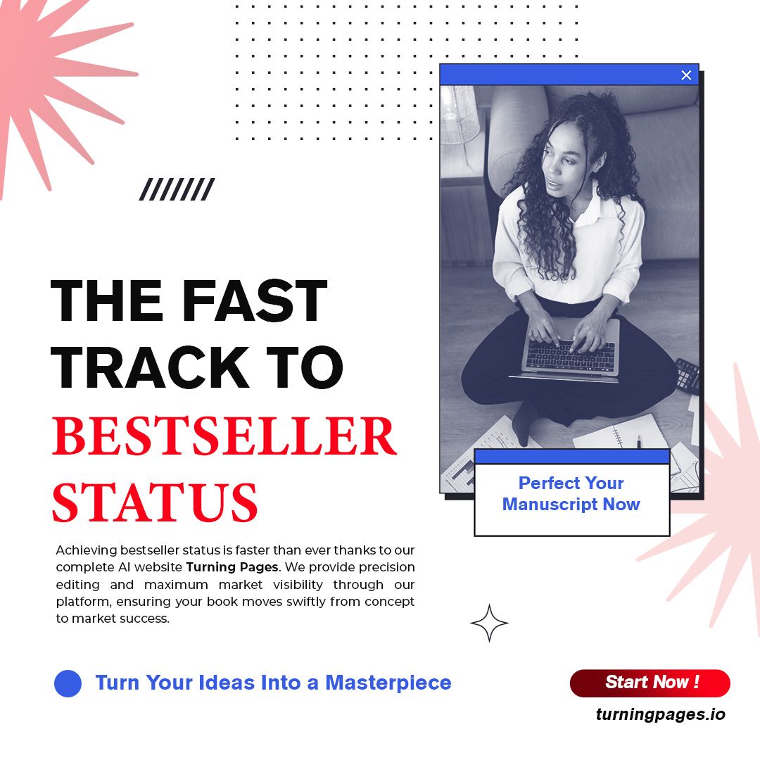 Ad: woman with laptop, text 