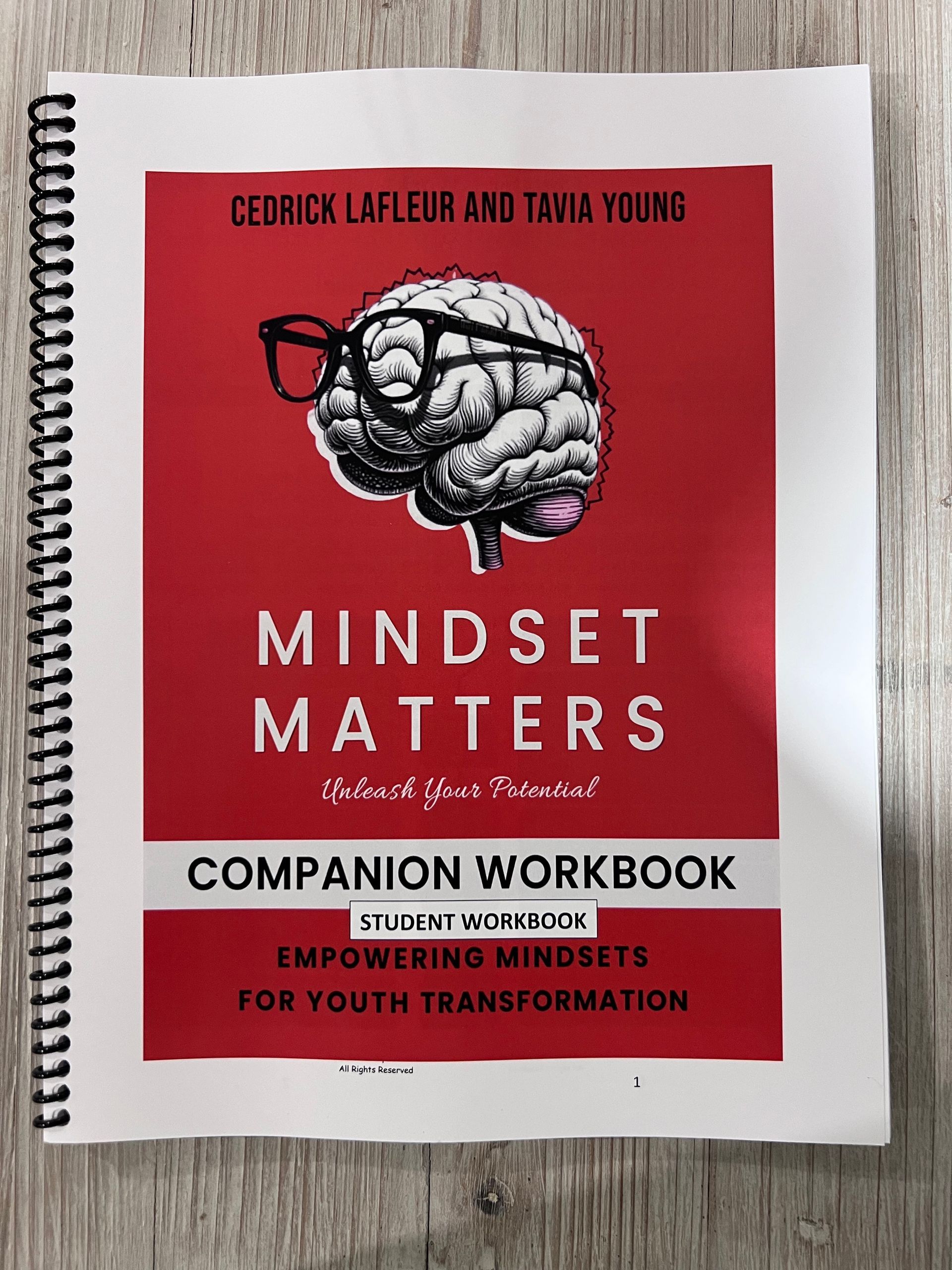 Workbook cover: Red background, white text 