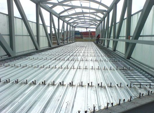 Metal framework being installed on the project site