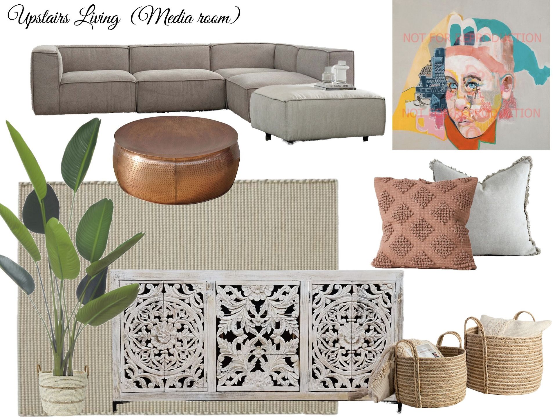 A living room with a sectional couch and a coffee table
