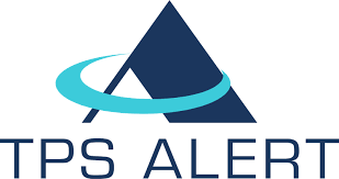 The logo for tps alert is a triangle with a blue circle around it.