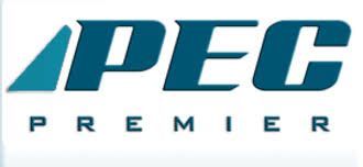 A blue apec premier logo on a white background