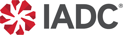A logo for iadc with a red flower on a white background