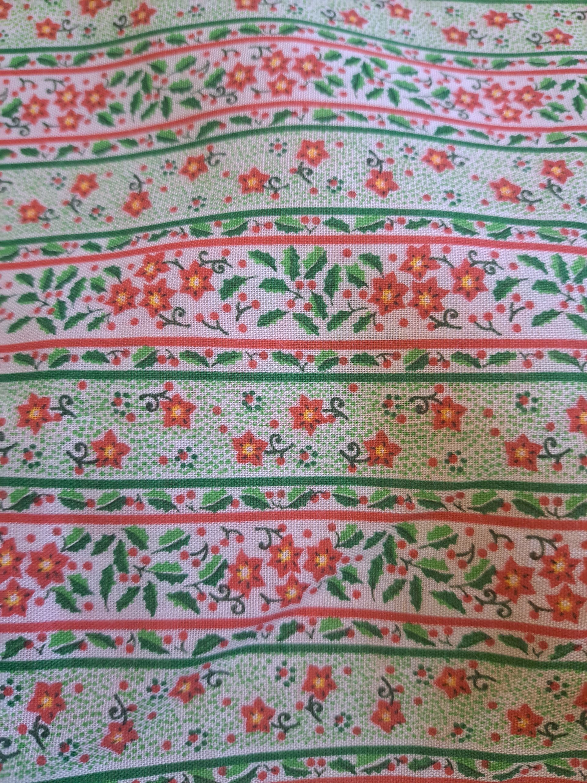 Vintage Christmas Holly with Stripe - Unknown designer