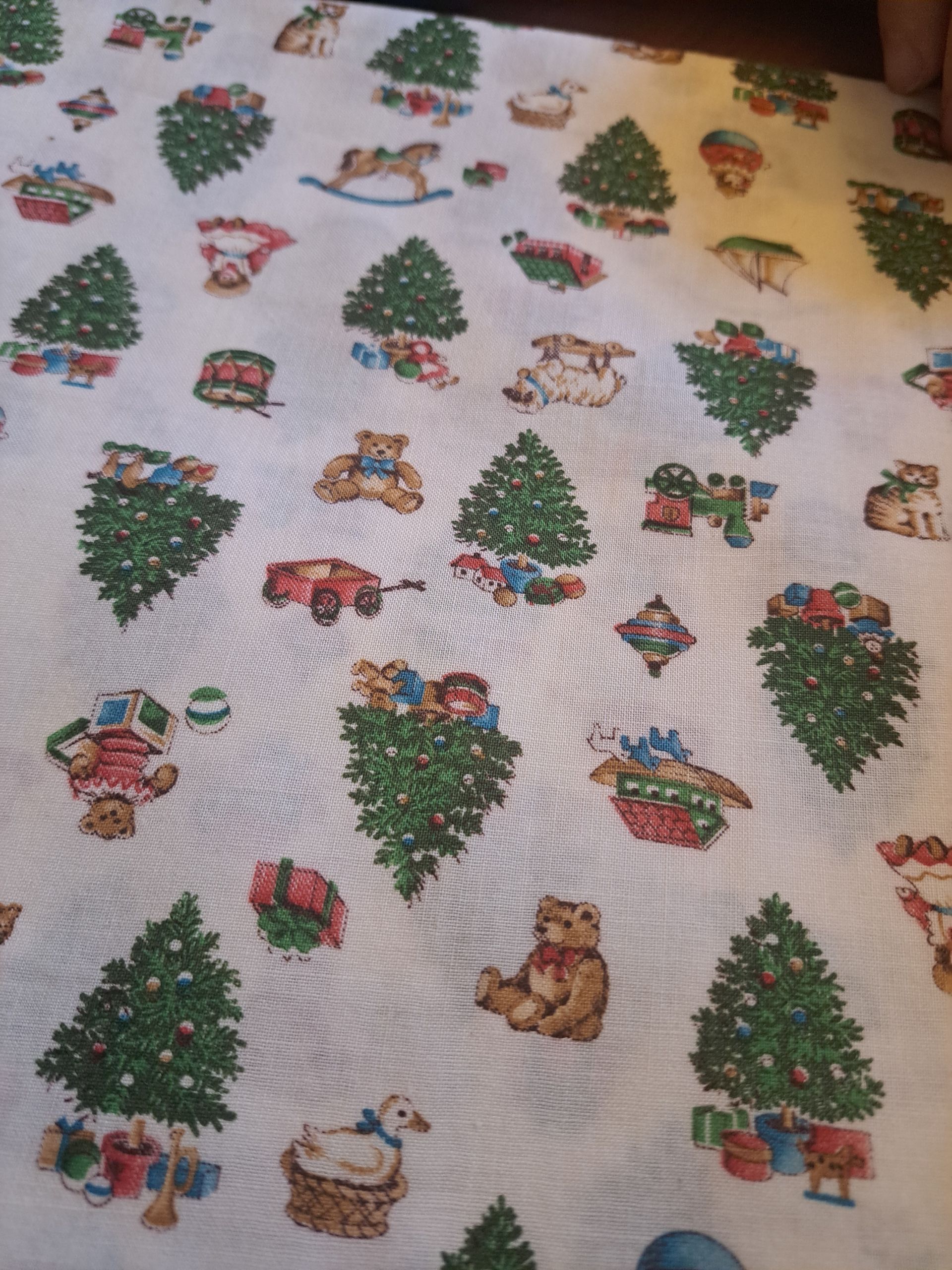 Vintage 1980's Christmas Trees and Toys on White By: Cranston VIP