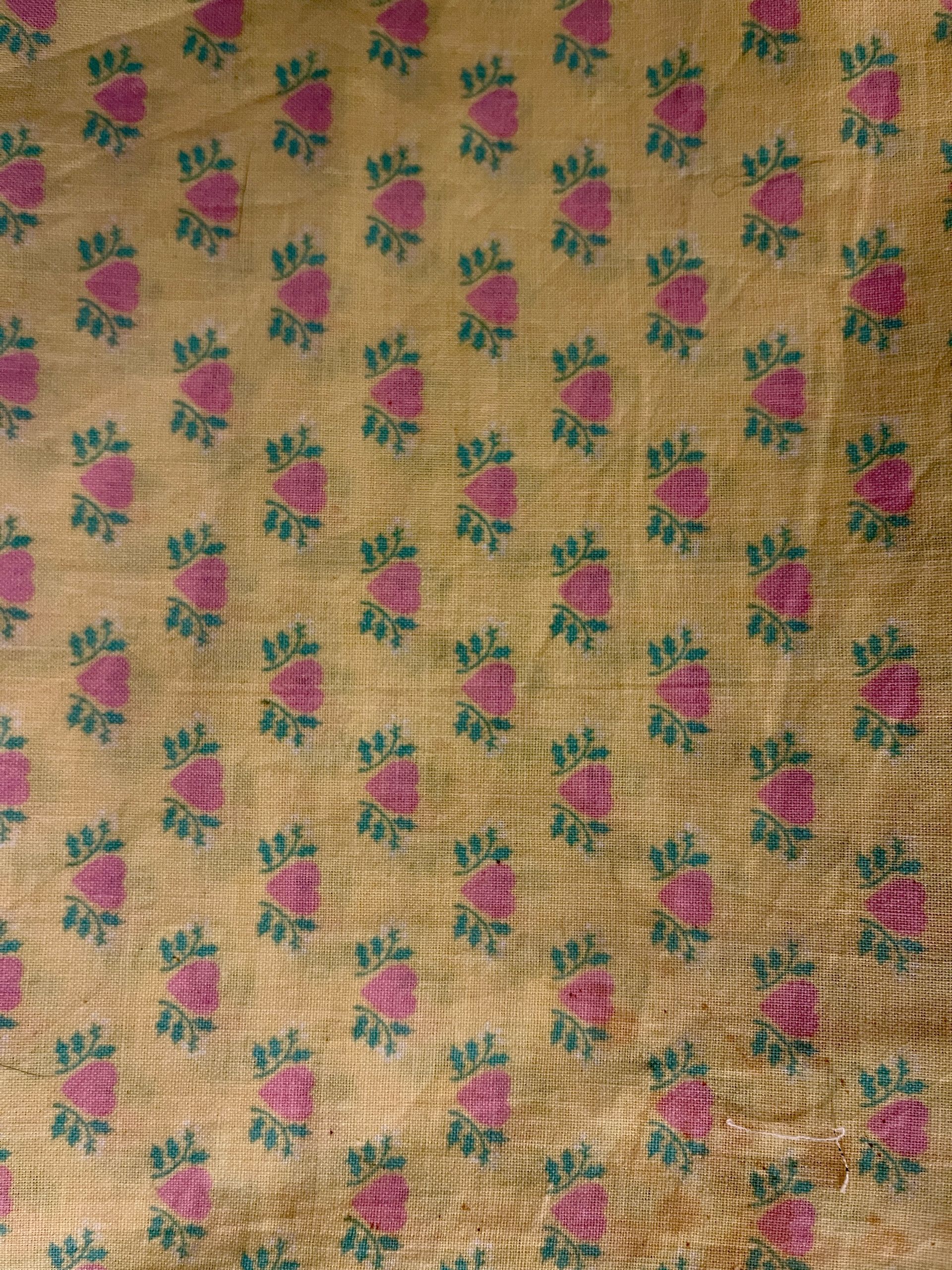 Cotton Yellow w/ Pink Hearts - Unknown Designer