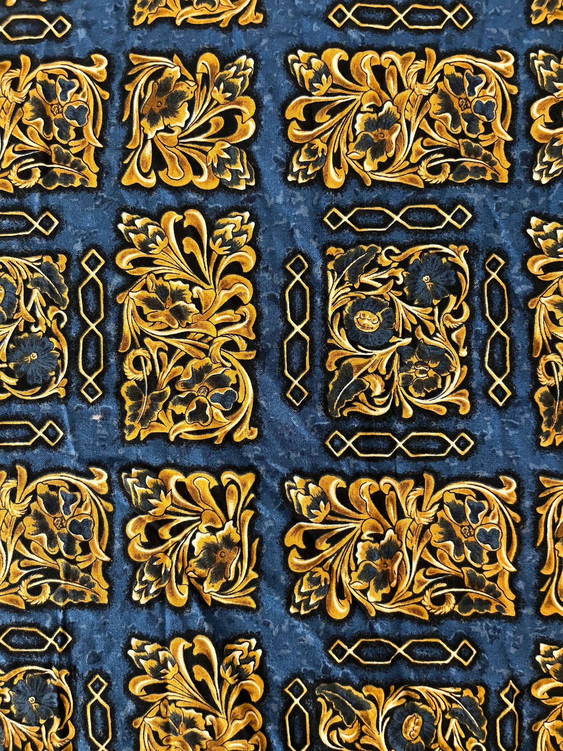 Yellow + Dark Blue Abstract Floral - Riverwoods Collection