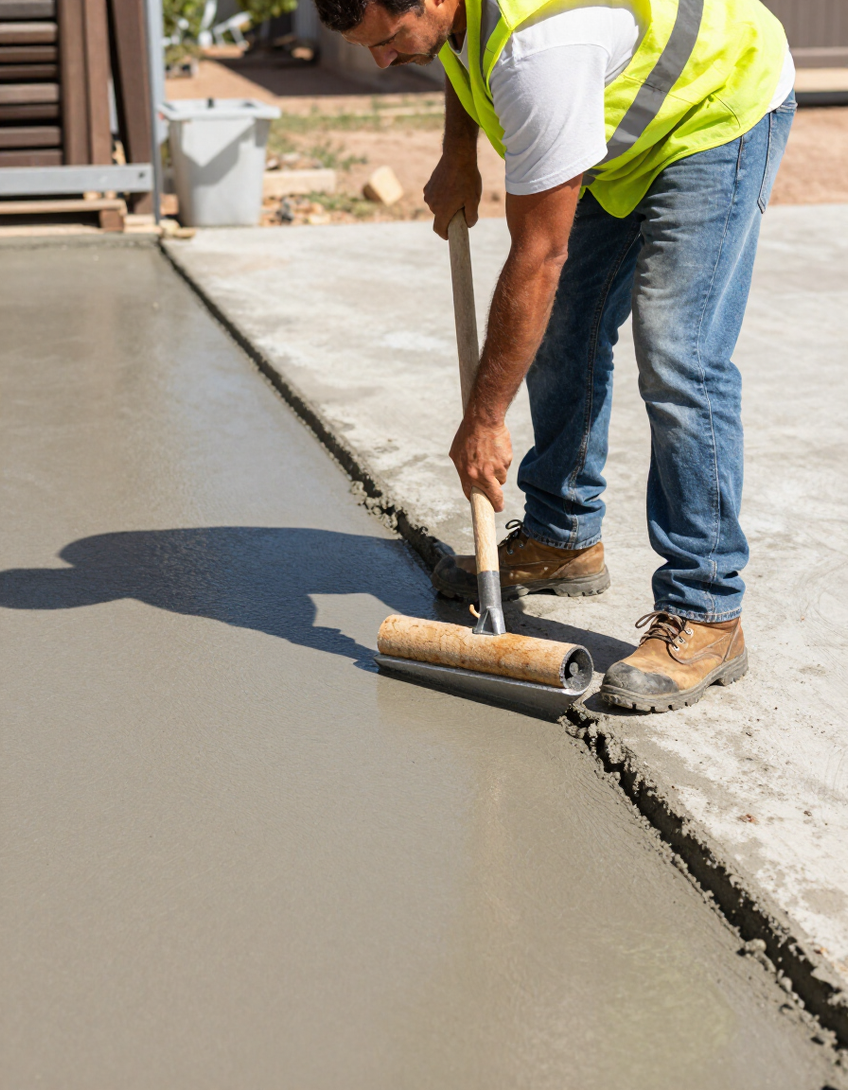 Concrete Commandos Austin crew finishing a residential concrete slab