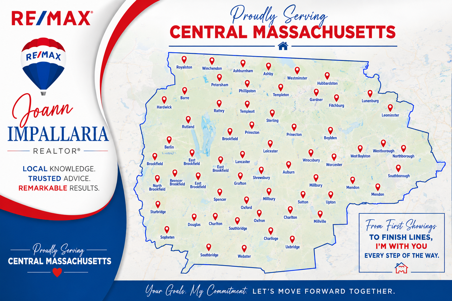 RE/MAX Central Massachusetts real estate map with agent branding and town listings. RE/MAX Central Massachusetts real estate map with agent branding and town listings.