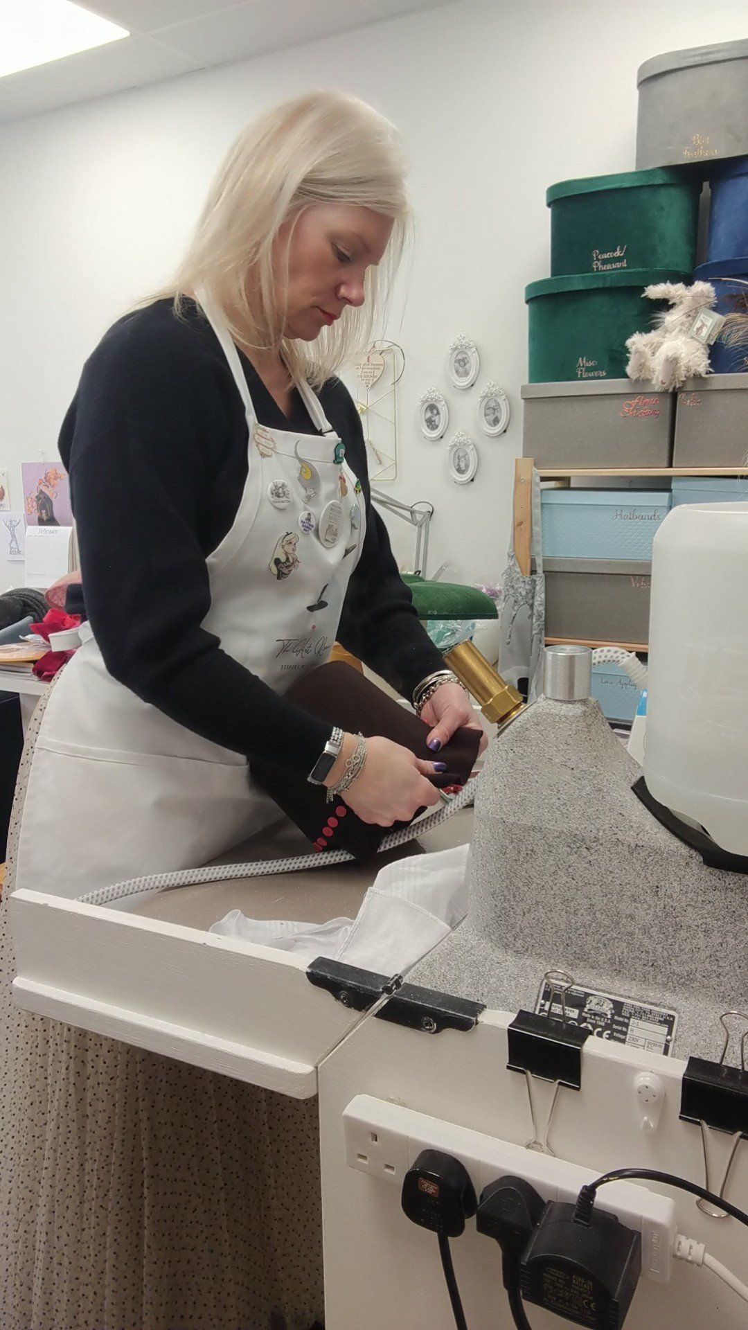 Sarah making a hat