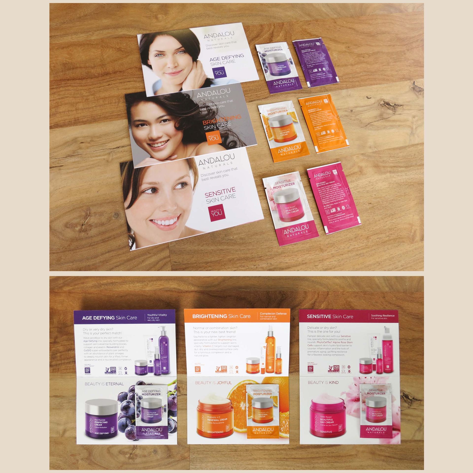 Andalou sachets and delivery cards