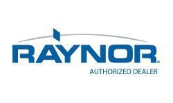 Raynor Authorized Dealer logo in blue and gray on a white background