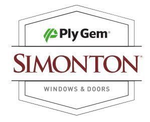 Ply Gem Simonton Windows & Doors logo in maroon and green on a white background