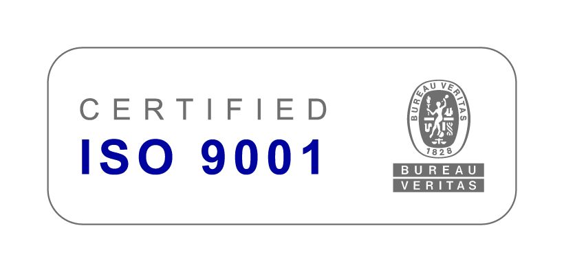 Check our ISO 91001 Selo de certificação ISO 9001 de gestão da qualidade com o logotipo da Bureau Veritas, em azul e cinza sobre fundo branco.