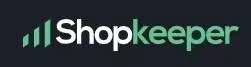 Shopkeeper logo in white text with green bar icon on a dark background