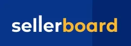 Sellerboard logo on a blue background, with white and orange text.