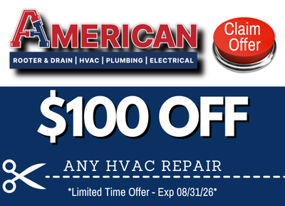 Coupon for $100 OFF any HVAC Repair. Expires Aug. 31, 2026