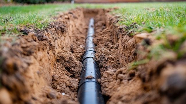 Pipe in a trench for underground setting.