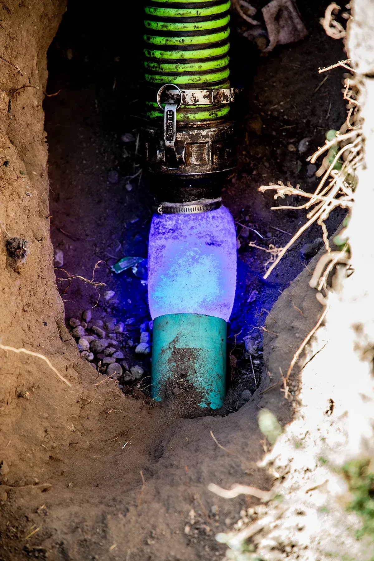 Blue light technology for pipe repairs and replacement