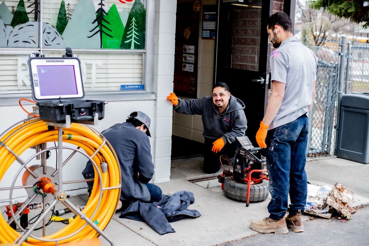 Trenchless crew working to replace pipes on Meridian Elementary School